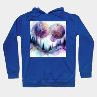 Abstract Watercolor Trees Purple and Gold Hoodie